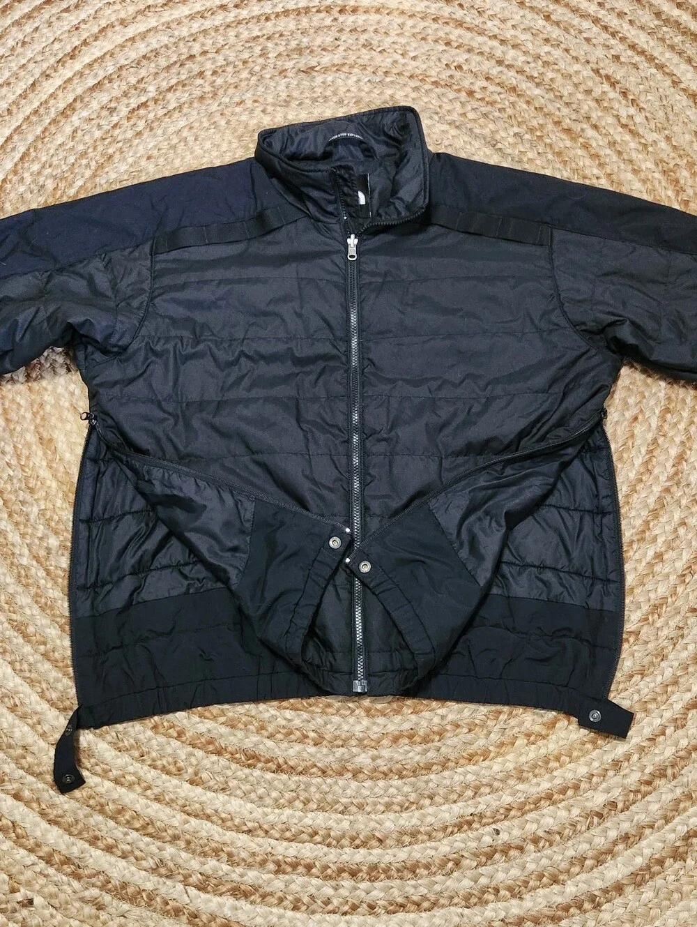 The North Face Quilted Molle PAL Zip Jacket Mens M Black Utility Zip Side Raglan